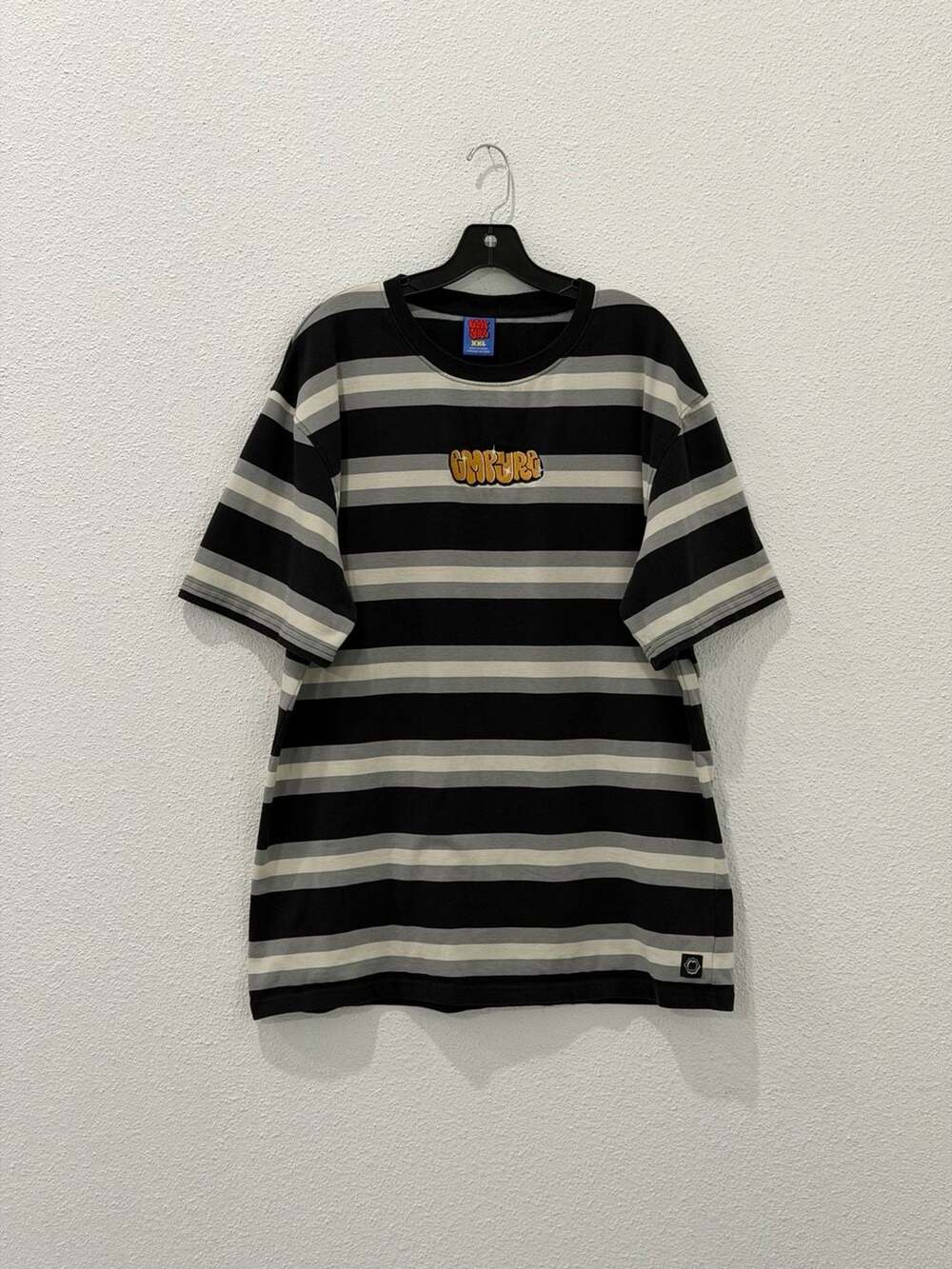 Empyre Burner Knit Charcoal Black & White Stripe T-Shirt XXL